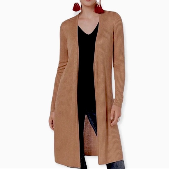 NEW Green Envelope 2 Piece Set Mocha Tank & Open Ribbed Cardigan Sweater - Picture 1 of 8